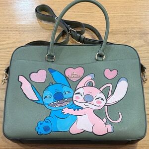 Disney’s Stitch Coach Green Laptop Bag with Stitch and Angel